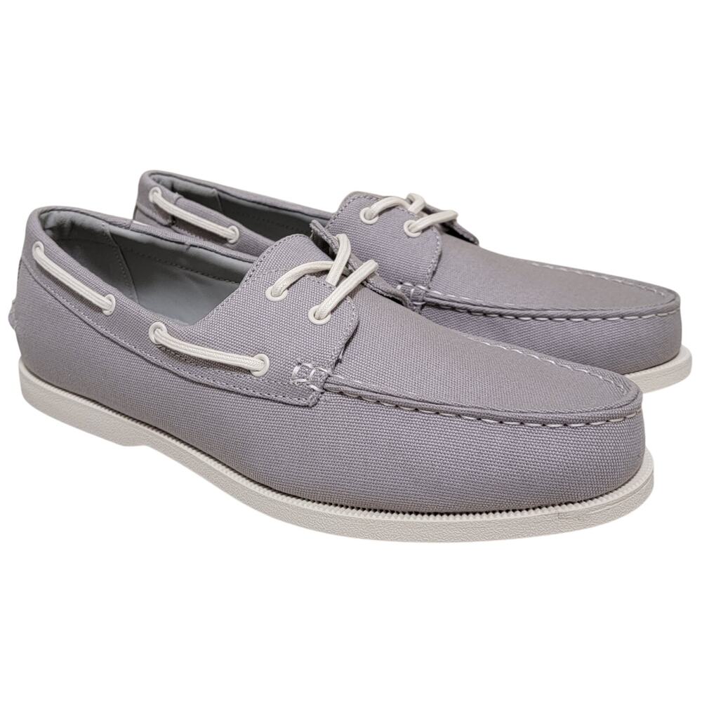 Club Room Men 2-Eye Casual Boat Shoes Elliot Size US 9.5M Grey Canvas P4KE